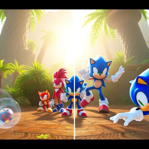 Sonic PC Port Screenshot Comparing Graphics and Performance
